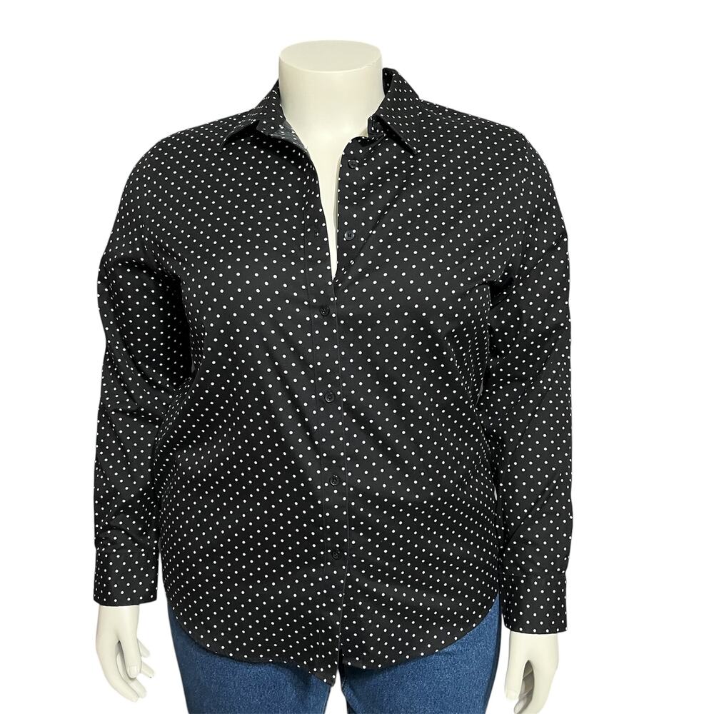 🌟Jones New York Women’s Button Front Polka Dot Shirt 100% Cotton Sz-XL